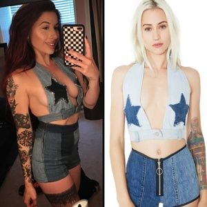 American Vintage Jean Stars Halter Top Dolls Kill XS